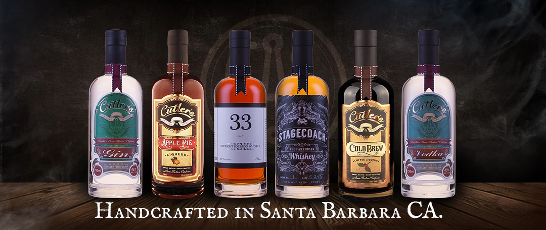 A phototgraph of Cutler's award winning Artisan Spirits bottles