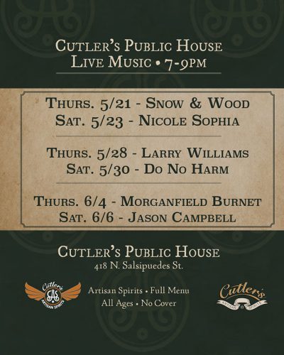 Cutler's Public House Live Music Events for May and June 2026